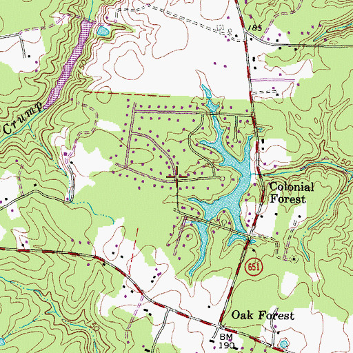 Topographic Map of Colonial Forest, VA