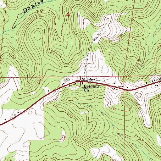 Topographic Map of Bethany Primitive Baptist Church, AL