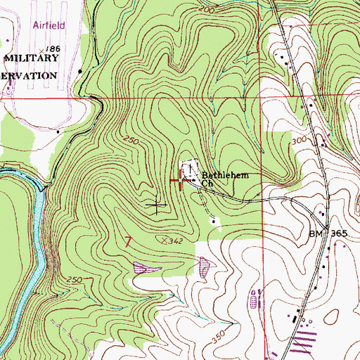 Topographic Map of Bethlehem Primitive Baptist Church, AL