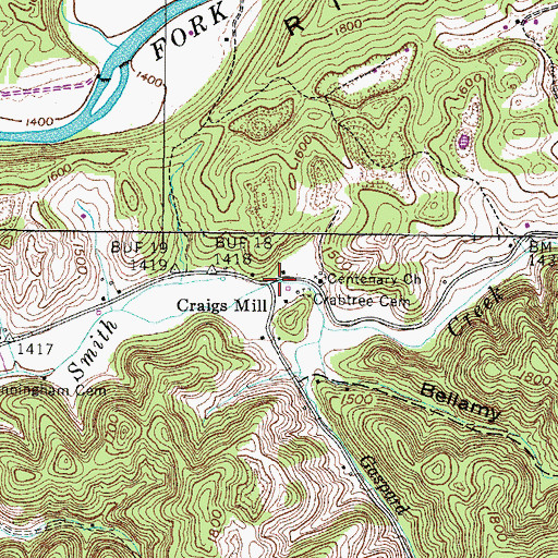 Topographic Map of Craigs Mill, VA