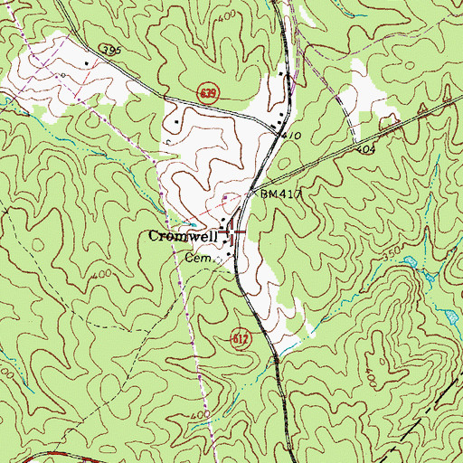 Topographic Map of Cromwell, VA