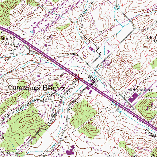 Topographic Map of Cummings Heights, VA