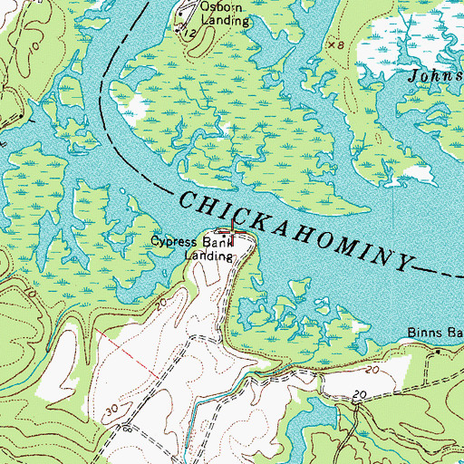 Topographic Map of Cypress Bank Landing, VA