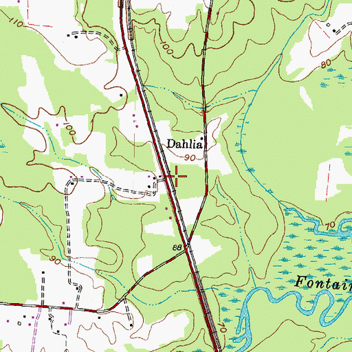 Topographic Map of Dahlia, VA