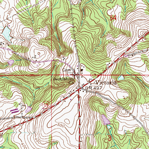Topographic Map of Victoria Baptist Church, AL