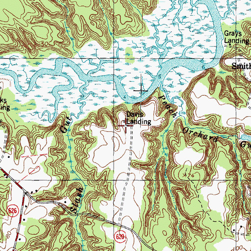 Topographic Map of Davis Landing, VA