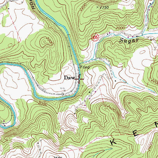 Topographic Map of Daw, VA
