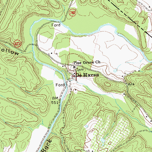 Topographic Map of De Haven, VA