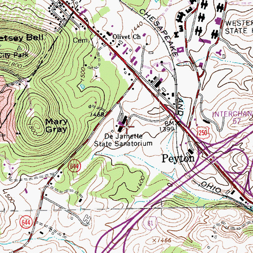 Topographic Map of Commonwealth Center for Children and Adolescents, VA