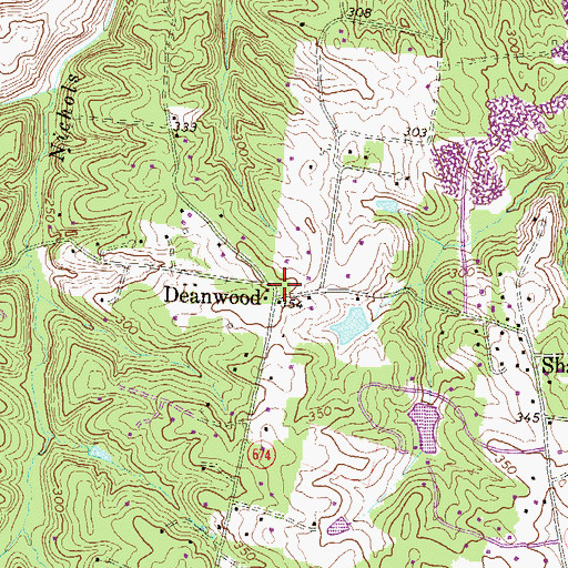 Topographic Map of Deanwood, VA