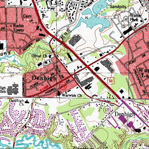 Topographic Map of Denbigh, VA