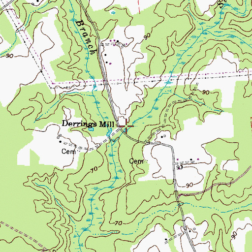 Topographic Map of Derrings Mill, VA