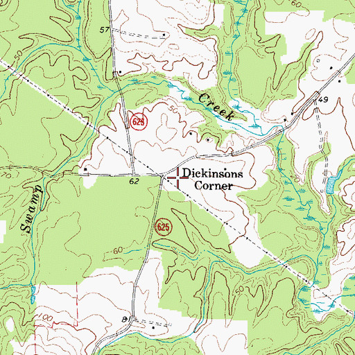 Topographic Map of Dickinsons Corner, VA