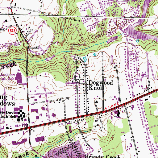 Topographic Map of Dogwood Knoll, VA