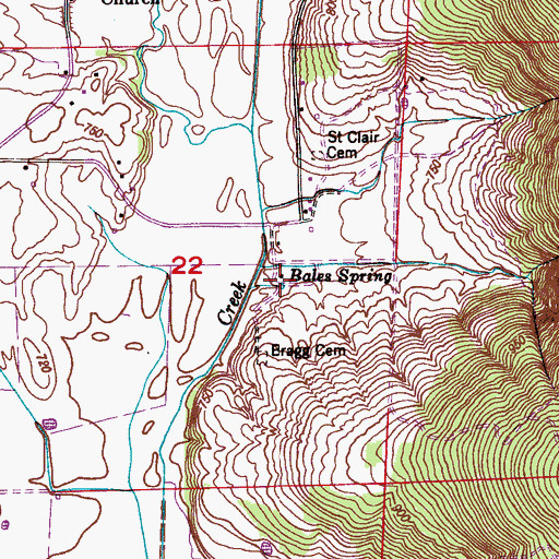 Topographic Map of Bragg Cemetery, AL
