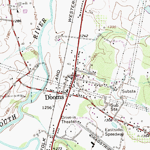 Topographic Map of Dooms, VA