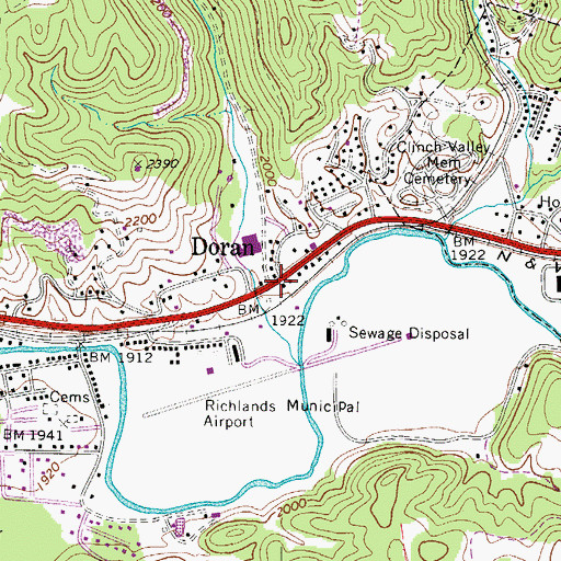 Topographic Map of Doran, VA