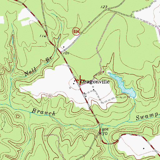 Topographic Map of Dragonville, VA