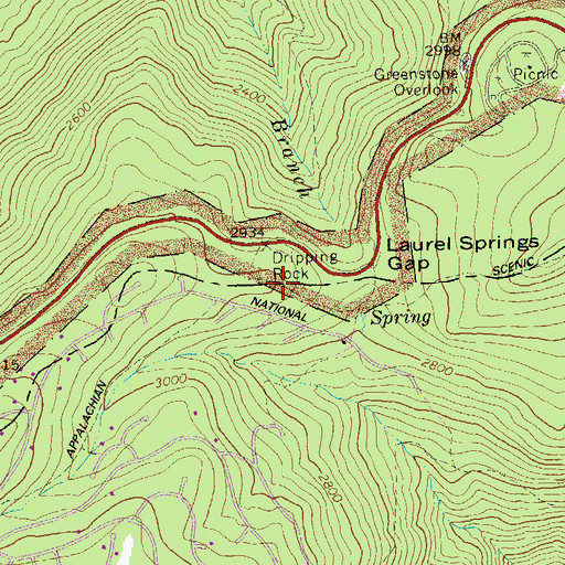 Topographic Map of Dripping Rock, VA