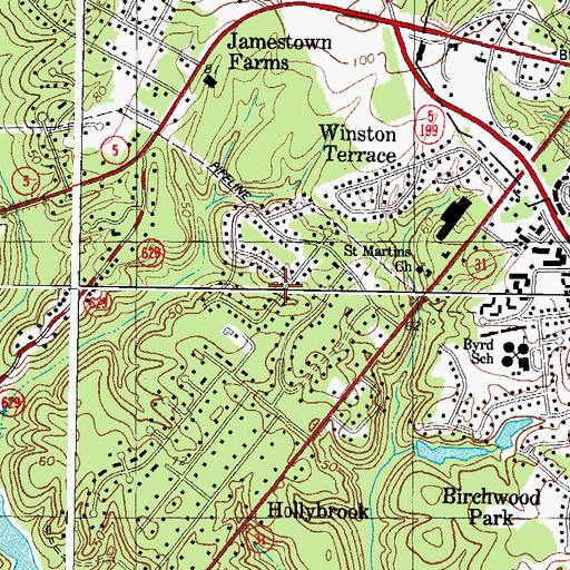 Topographic Map of Druid Hills, VA