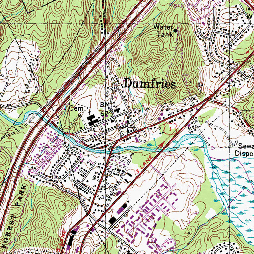 Topographic Map of Dumfries, VA