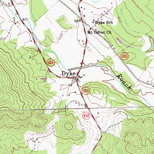 Topographic Map of Dyke, VA
