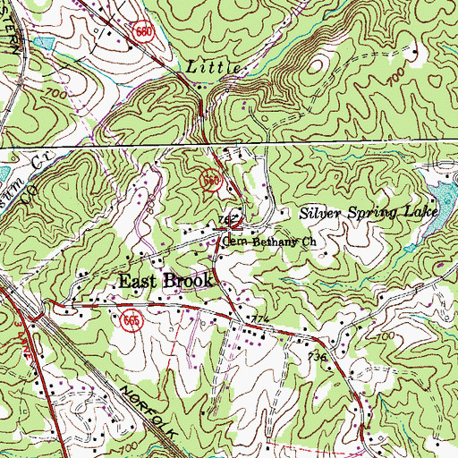 Topographic Map of East Brook, VA