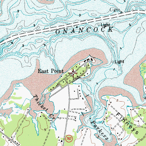 Topographic Map of East Point, VA