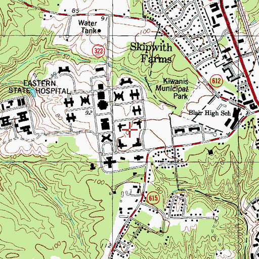 Topographic Map of Eastern State Hospital, VA