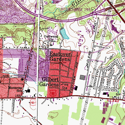 Topographic Map of Eastover Gardens, VA