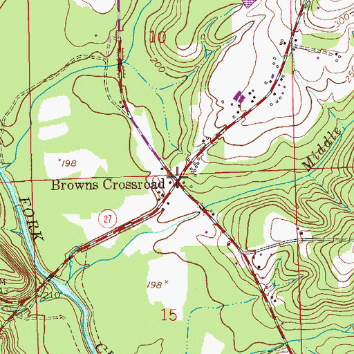 Topographic Map of Browns Crossroad, AL