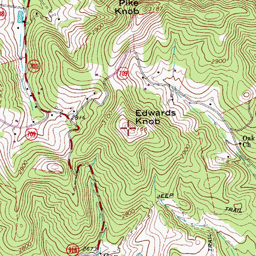 Topographic Map of Edwards Knob, VA