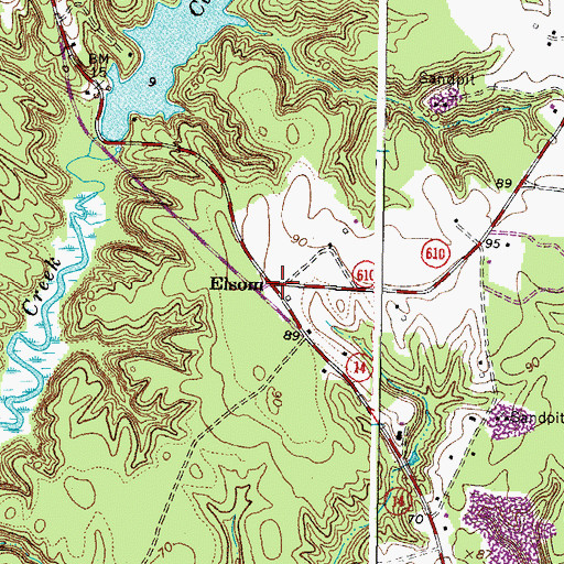 Topographic Map of Elsom, VA