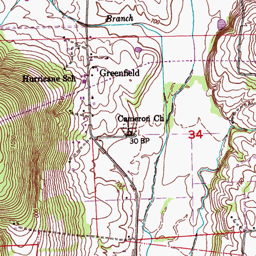 Topographic Map of Cameron Methodist Church, AL