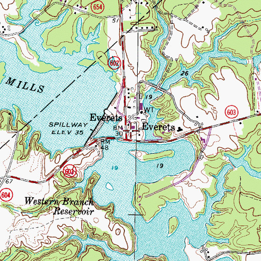 Topographic Map of Everets, VA