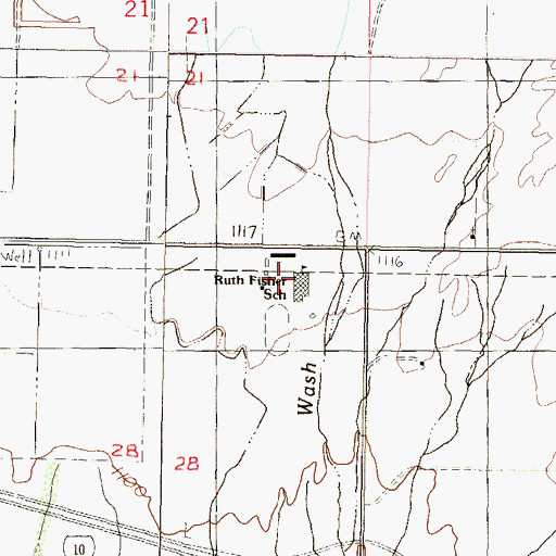 Topographic Map of Ruth Fisher School, AZ