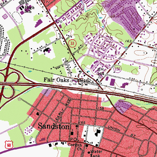 Topographic Map of Fair Oaks, VA