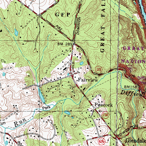 Topographic Map of Fairview, VA