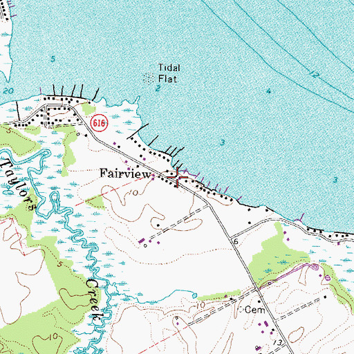 Topographic Map of Fairview, VA