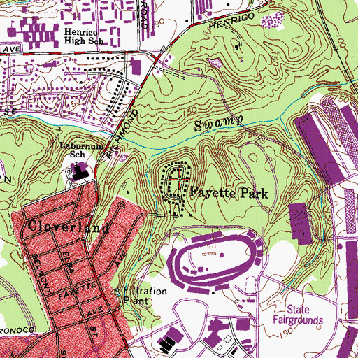 Topographic Map of Fayette Park, VA