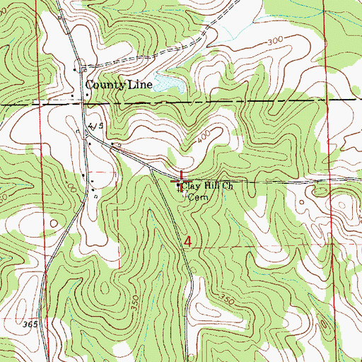 Topographic Map of Clay Hill Baptist Church, AL