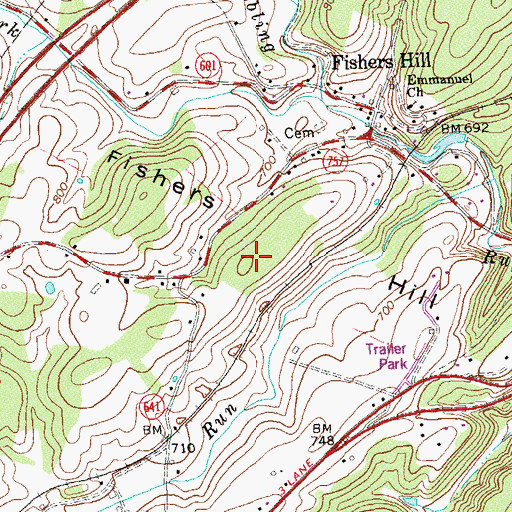Topographic Map of Fishers Hill, VA