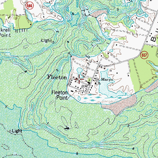 Topographic Map of Fleeton, VA
