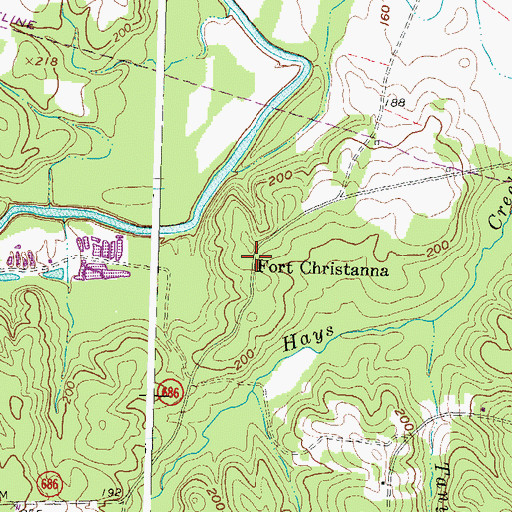 Topographic Map of Fort Christanna, VA