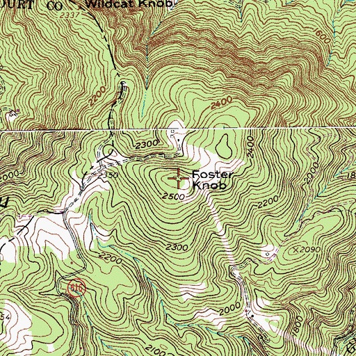 Topographic Map of Foster Knob, VA