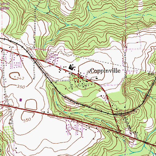 Topographic Map of Coppinville, AL