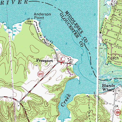 Topographic Map of Freeport, VA