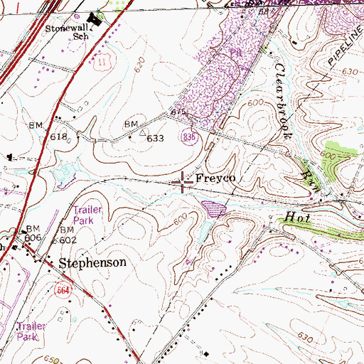 Topographic Map of Freyco, VA