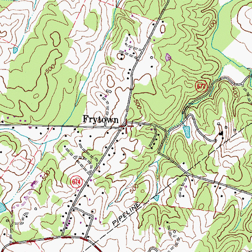 Topographic Map of Frytown, VA