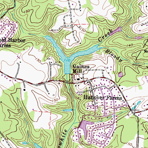 Topographic Map of Gaines Mill, VA